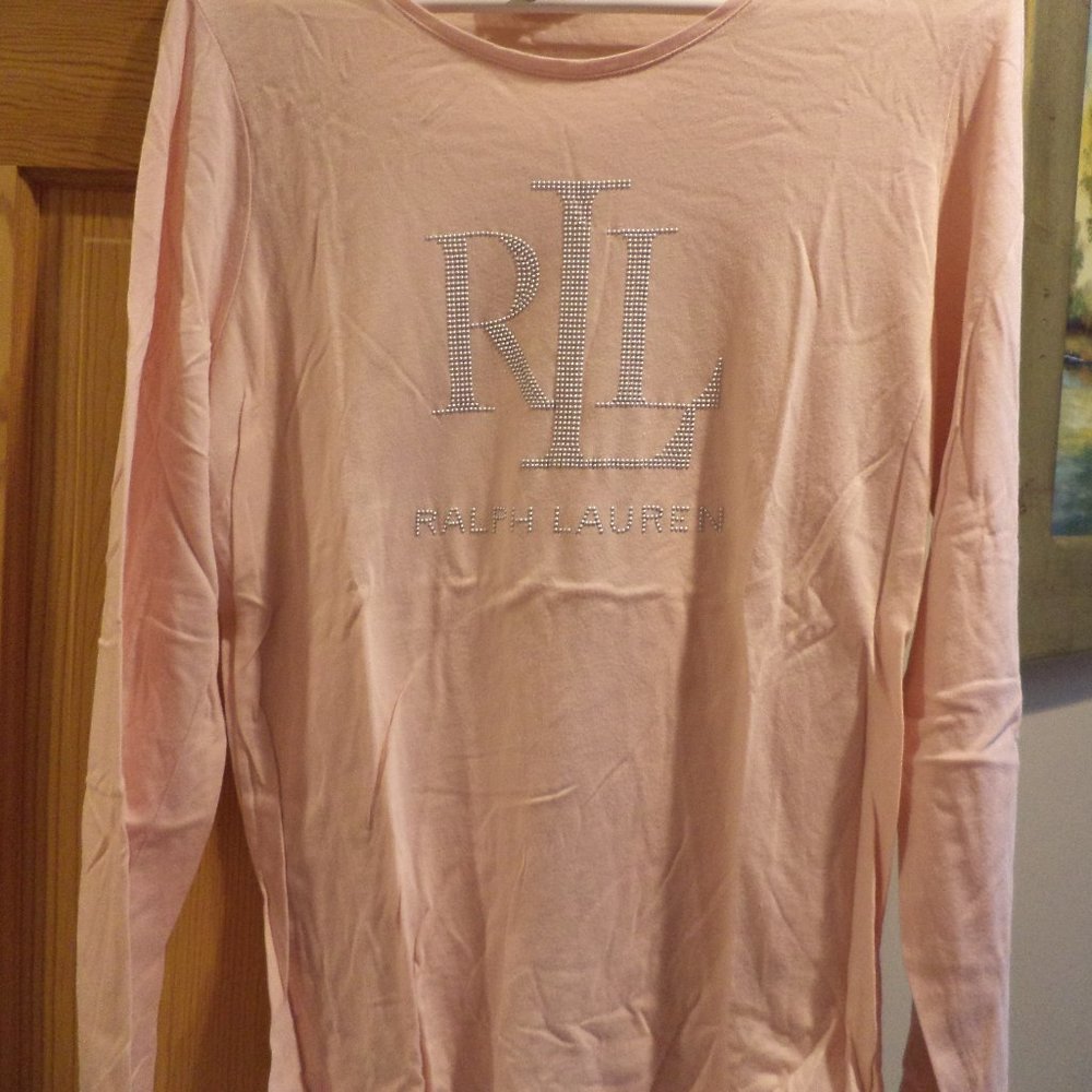 LAUREN RALPH LAUREN TOP SHIRT   ~ Soft Peach Pink ~ Size: XL